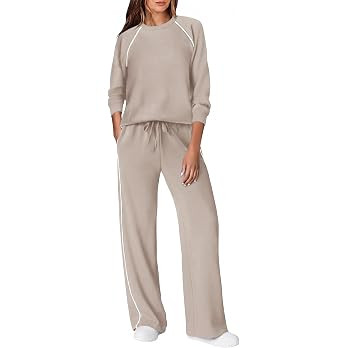 Ekoauer Lounge Sets for Women 2 Piece Sets Matching Wide Leg Pants Outfits | Amazon (US)