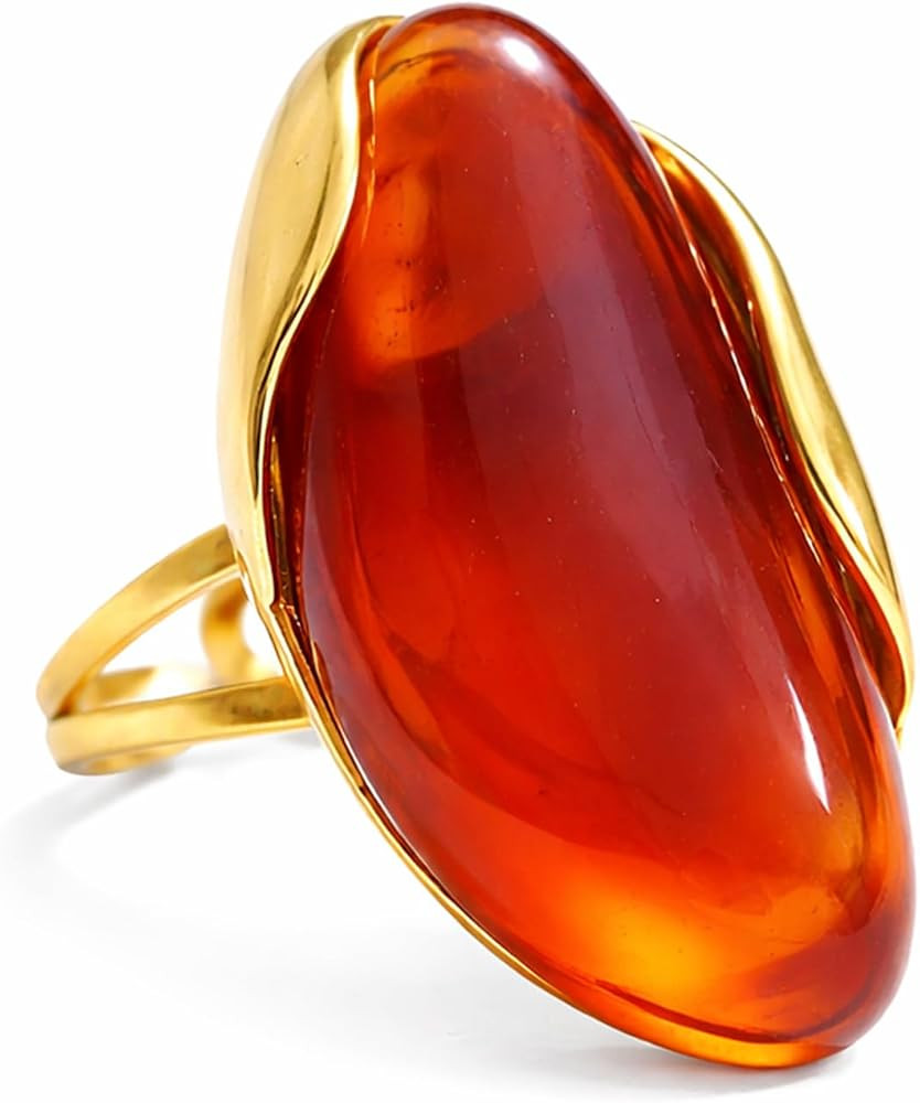 Mchic Colorful Chunky Statement Ring for Women: Boho Large Oval Acrylic Finger Ring Stainless Ste... | Amazon (US)