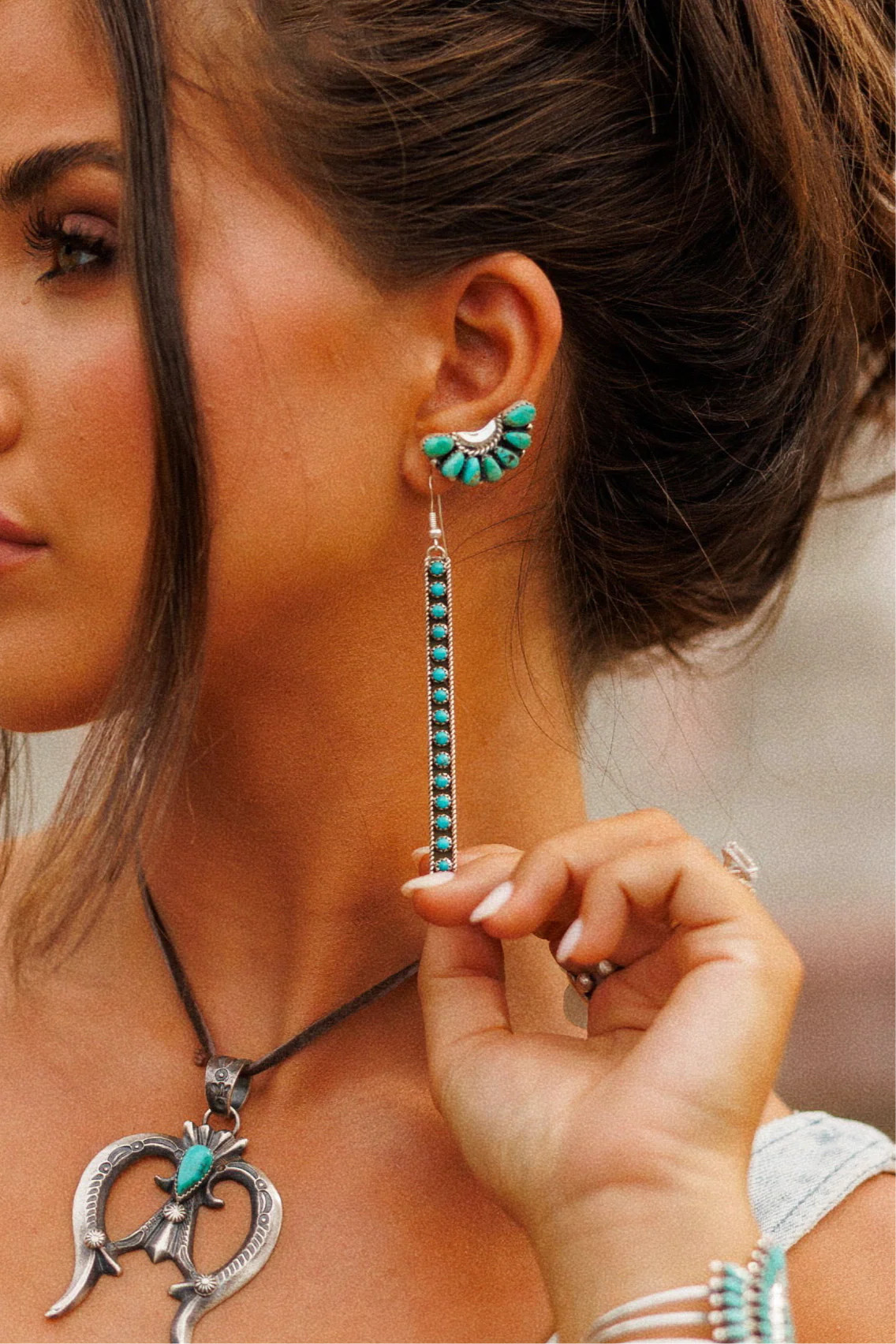 NEW!! "Half Moon" Kingman Turquoise Earrings | Glitzy Bella