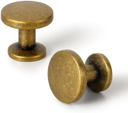 Set of 12 Sleek Antique Brass Cabinet Knobs with Cylindrical Stem – Vintage Kitchen Drawer Hand... | Amazon (US)