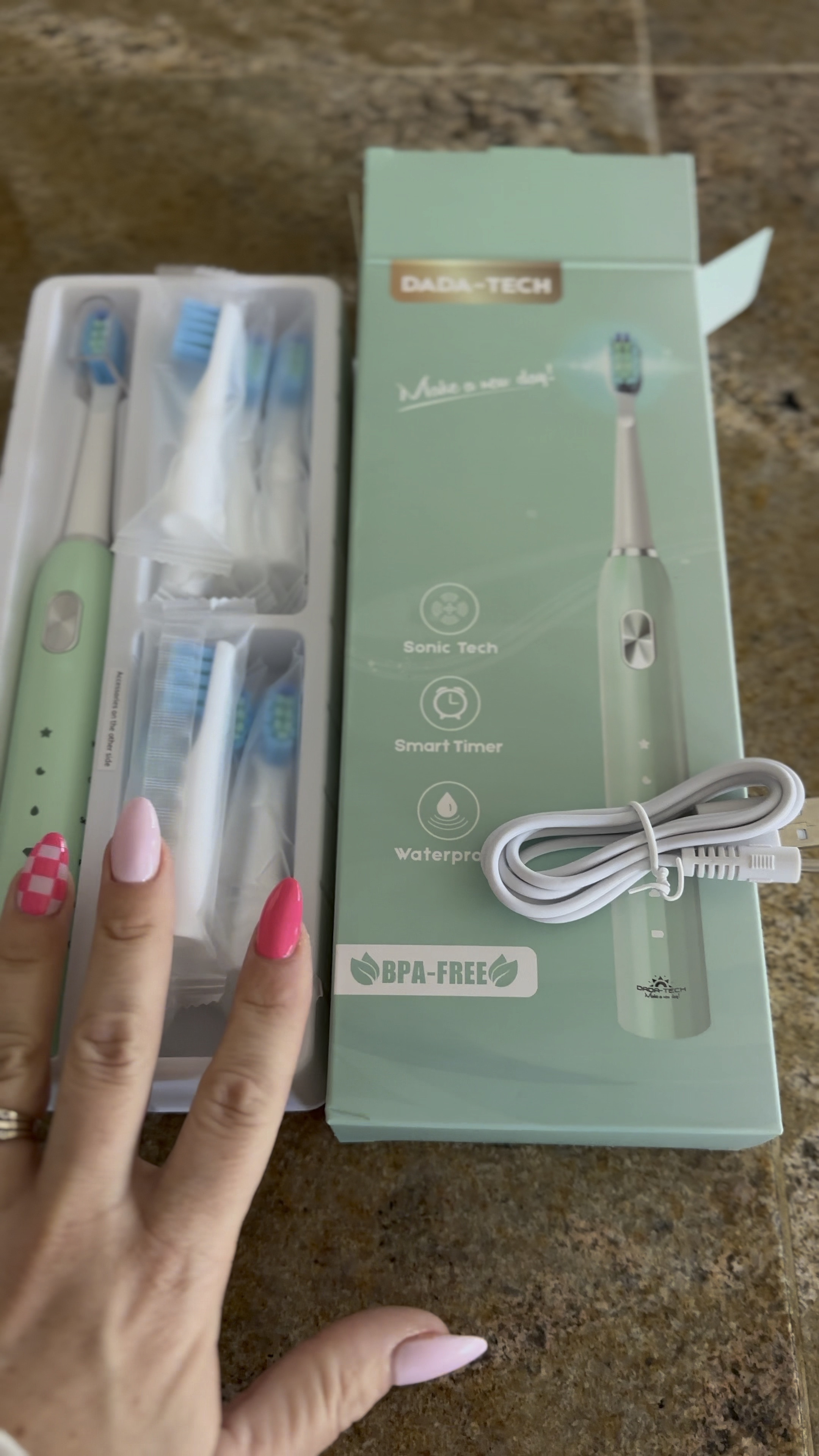 Purchased this electric toothbrush off of Amazon from brand @dada_tech !!! Such a great price and comes wish tons of additional toothbrush replacement heads as well as charging cord!! Several color options to choose from and lots of brush settings to choose from as well!! 

#LTKfamily #LTKfindsunder50 #LTKbeauty