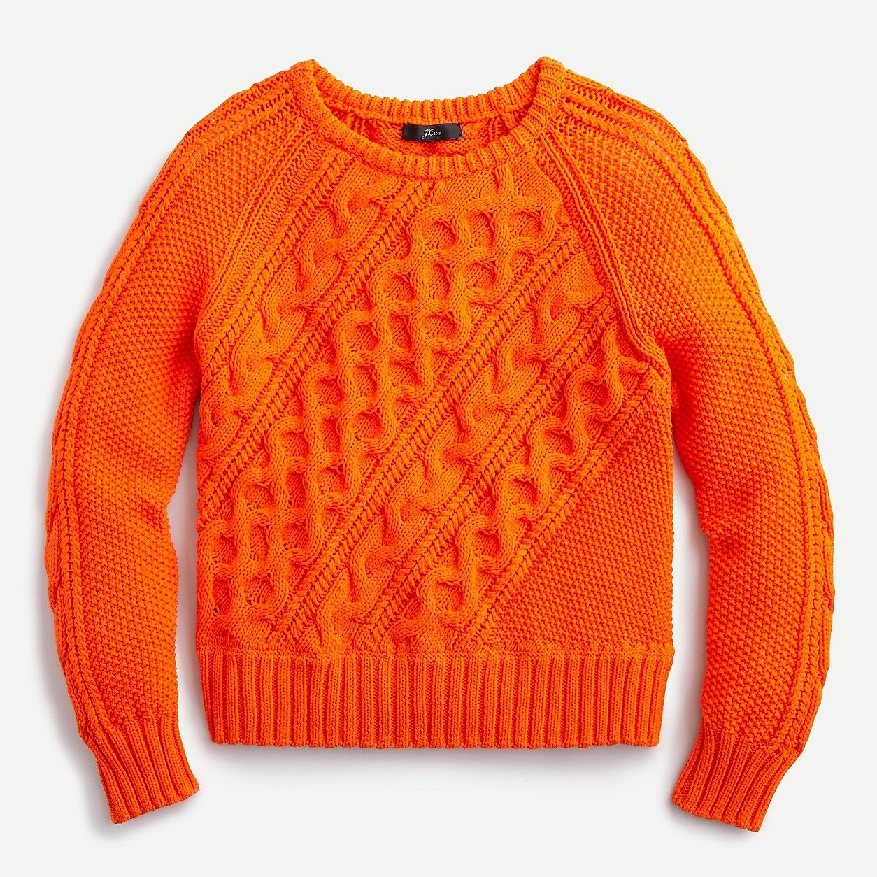 Diagonal cable-knit crewneck sweater | J.Crew US