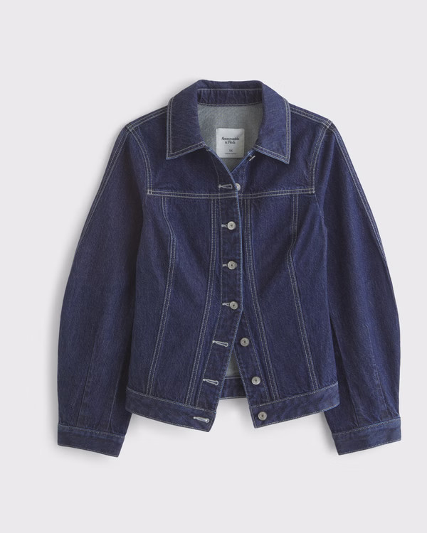 Women's Slim Barrel Sleeve Denim Jacket | Women's 25% Off Select Styles | Abercrombie.com | Abercrombie & Fitch (UK)