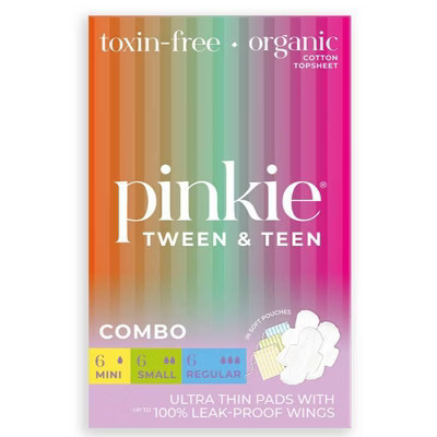 Pinkie Tween & Teen Ultra-Thin Organic Topsheet Pads with Wings - Combo Pack - 18ct | Target