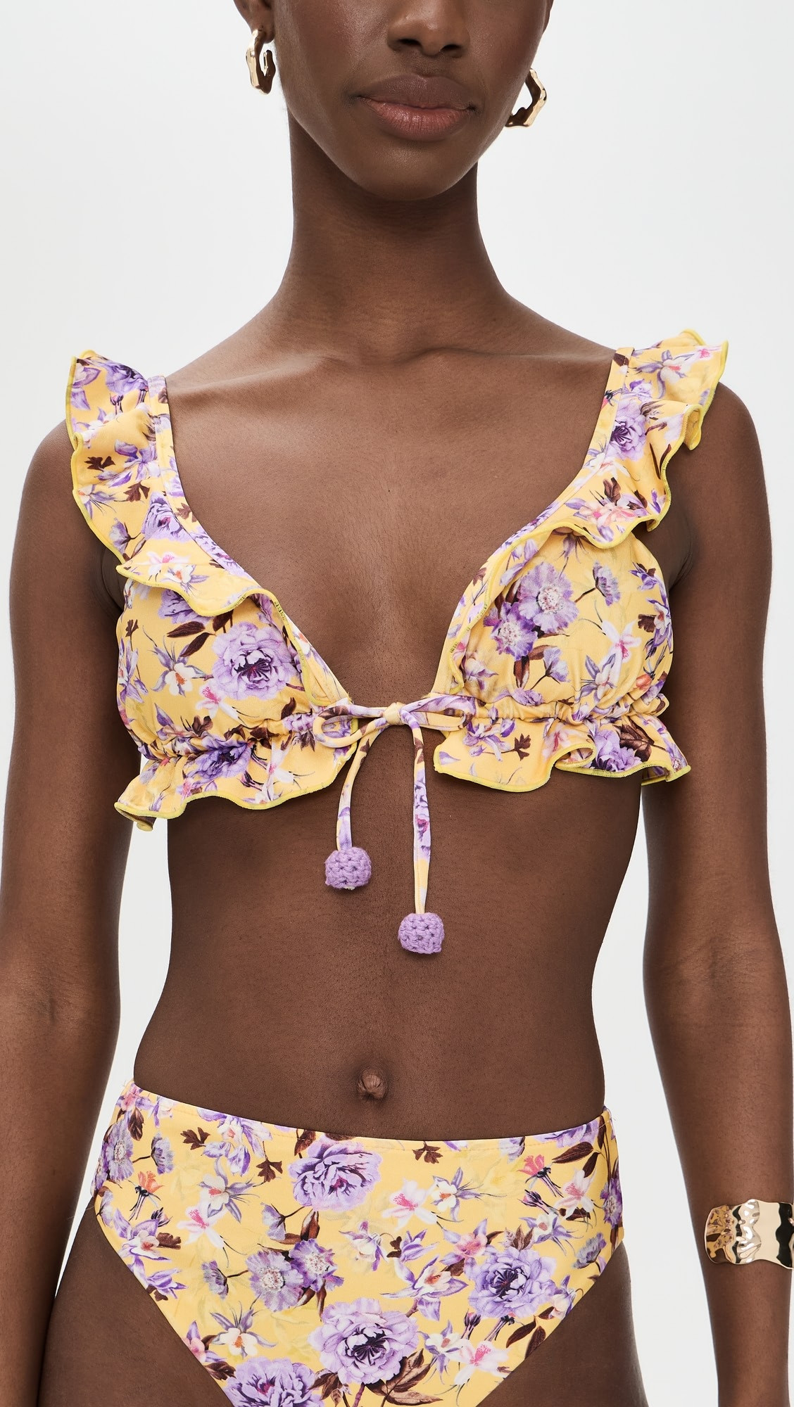 PatBO Peony Print Lycra Ruffle Bikini Top | Shopbop | Shopbop