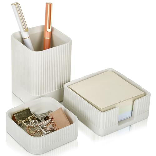 Aesthetic Desk Organizer Set of 3 For Your Office - Sturdy Concrete Desktop Accessories For Women... | Amazon (US)