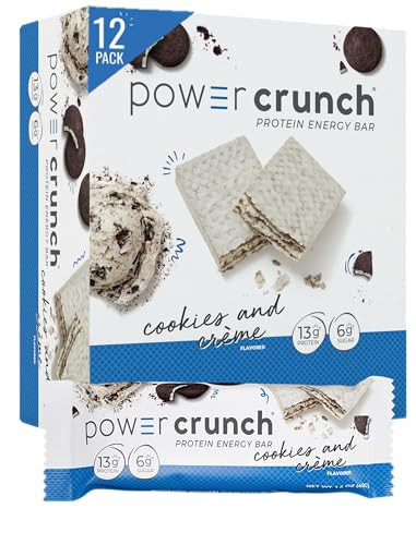 Power Crunch Protein Bars, High Protein Snacks with Delicious Taste, Cookies and Crème, 1.4 Ounce (12 Count) | Amazon (US)