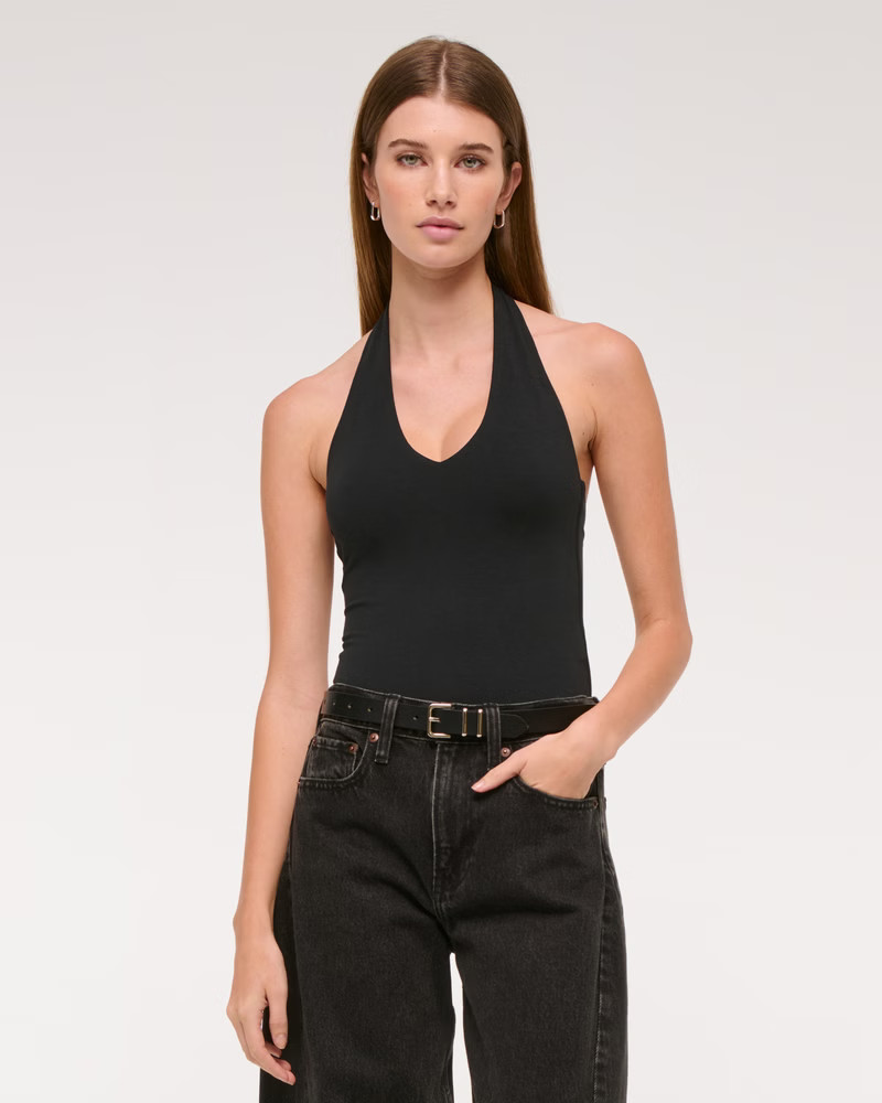 Cotton-Blend Seamless Fabric Halter Bodysuit | Abercrombie & Fitch (US)
