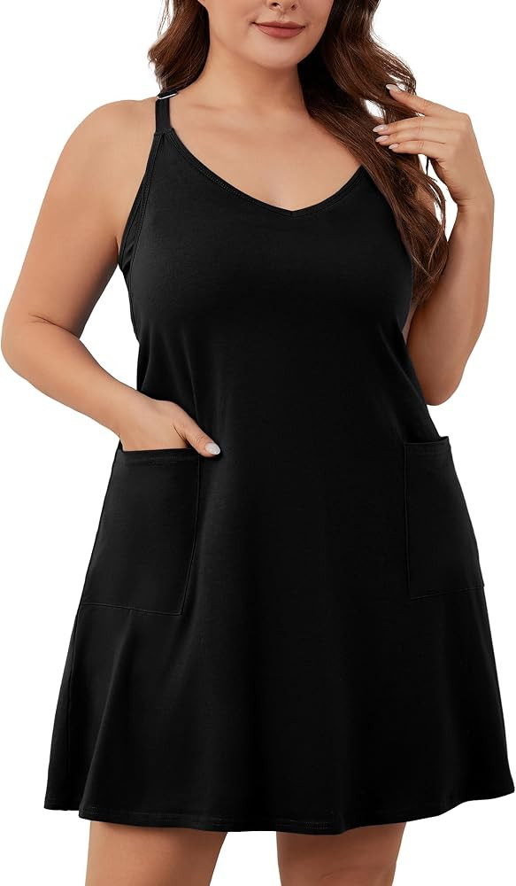 COOTRY Women's Plus Size Athletic Dress Summer Tennis Workout Mini Romper Dress Vacation Beach Ou... | Amazon (US)