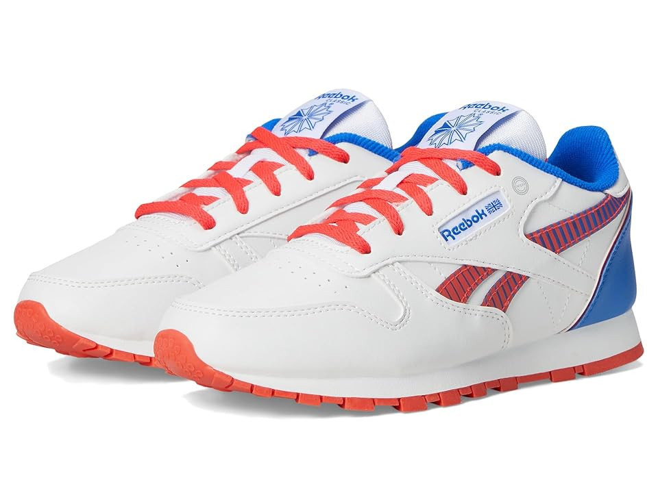 Reebok Kids Classic Leather Step N' Flash 2.0 (Little Kid) Boys Shoes White/Optimum Blue/Energy Red : 12 Little Kid M, Rubber | Zappos