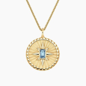 14K Yellow Gold Star Aquamarine Medallion Necklace | Brilliant Earth