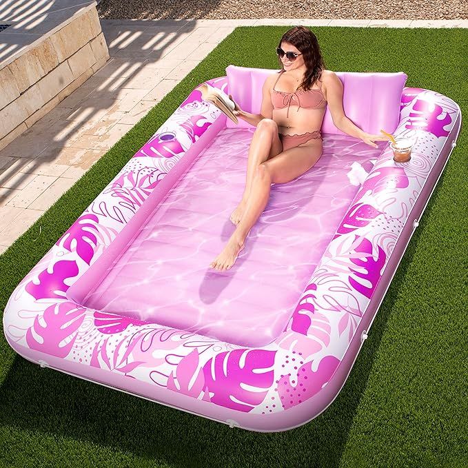 Sloosh XL Inflatable Tanning Pool Lounger Float for Adults, 85" x 57" Extra Large Suntan Tub Pool... | Amazon (US)