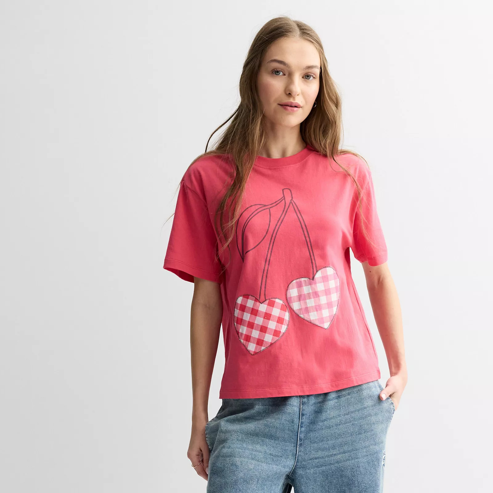 Juniors' SO® Short Sleeve Cherry Graphic Tee, Kids Unisex, Size: Large, Light Red | Kohl's