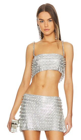 Kauren Top in Silver | Revolve Clothing (Global)