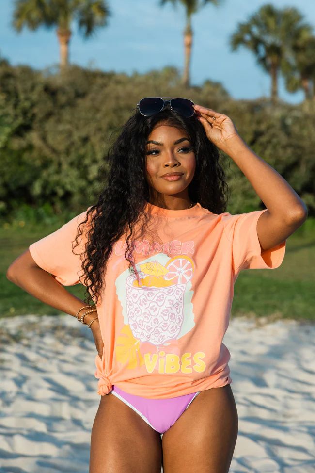 Summer Drink Coral Oversized Graphic Tee | Pink Lily