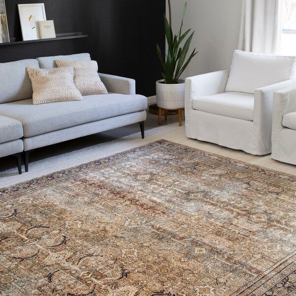 Alexander Home Isabelle Traditional Vintage Border Printed Area Rug | Overstock.com Shopping - Th... | Bed Bath & Beyond