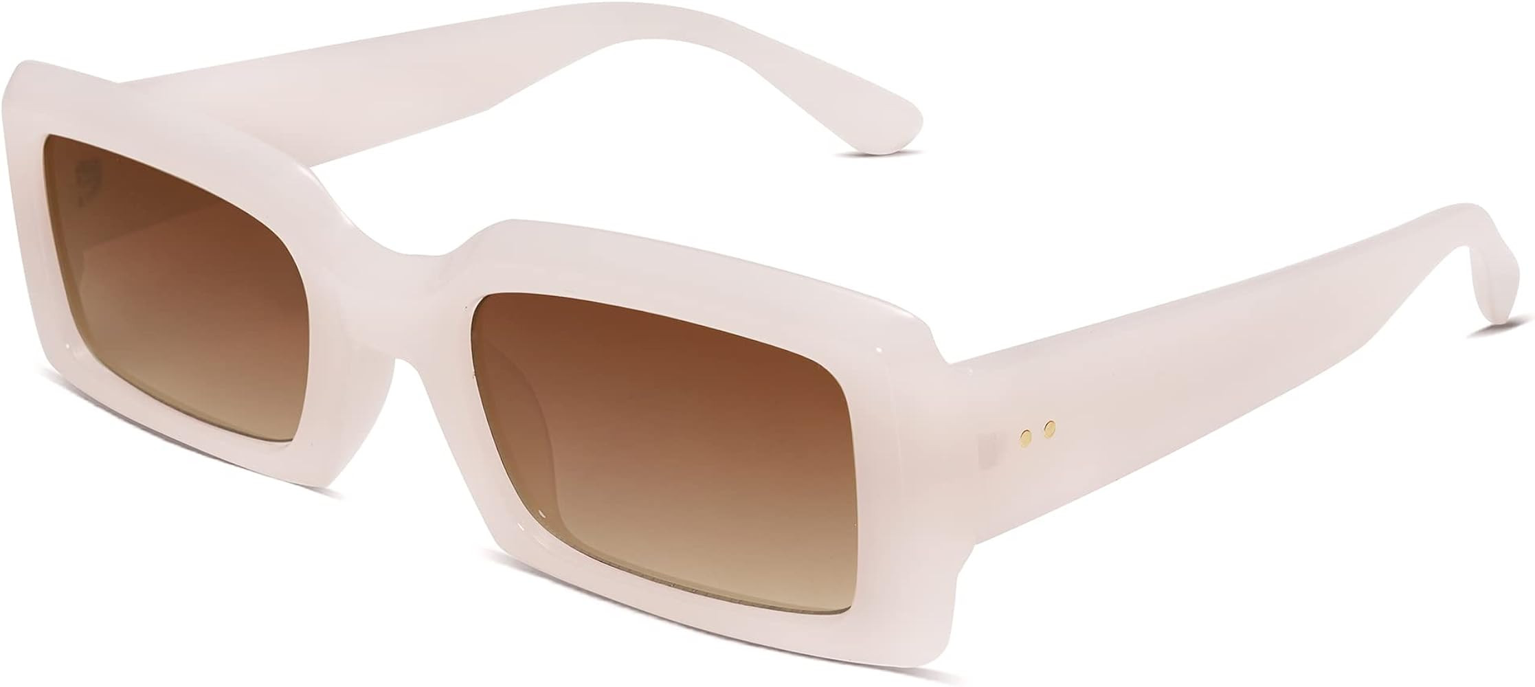 Allarallvr Trendy Rectangle Sunglasses for Women Men Vintage 90's Square Shades Thick Frame Nude ... | Amazon (US)