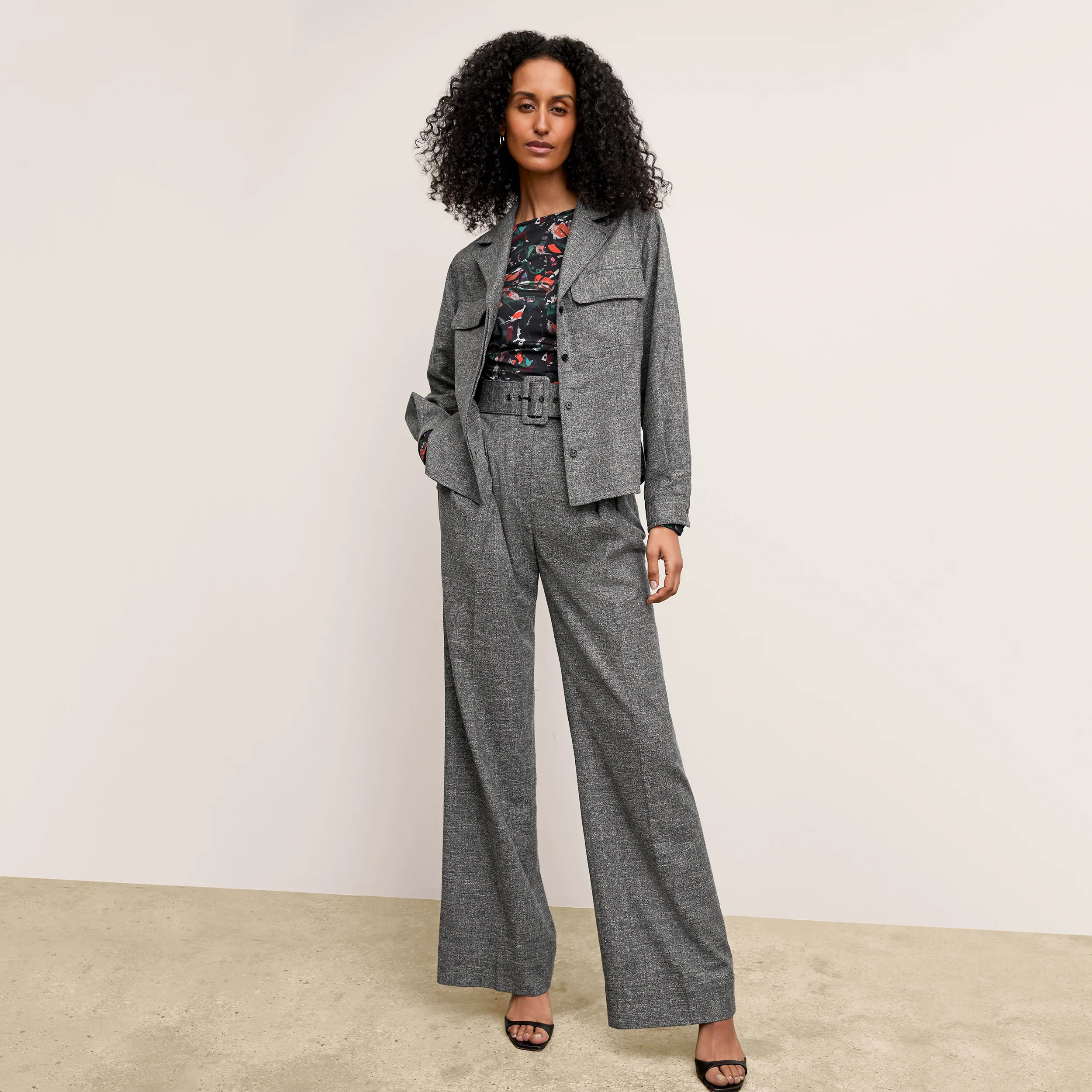 Bia Pant - Crosshatch Suiting :: Black/White | MM LaFleur