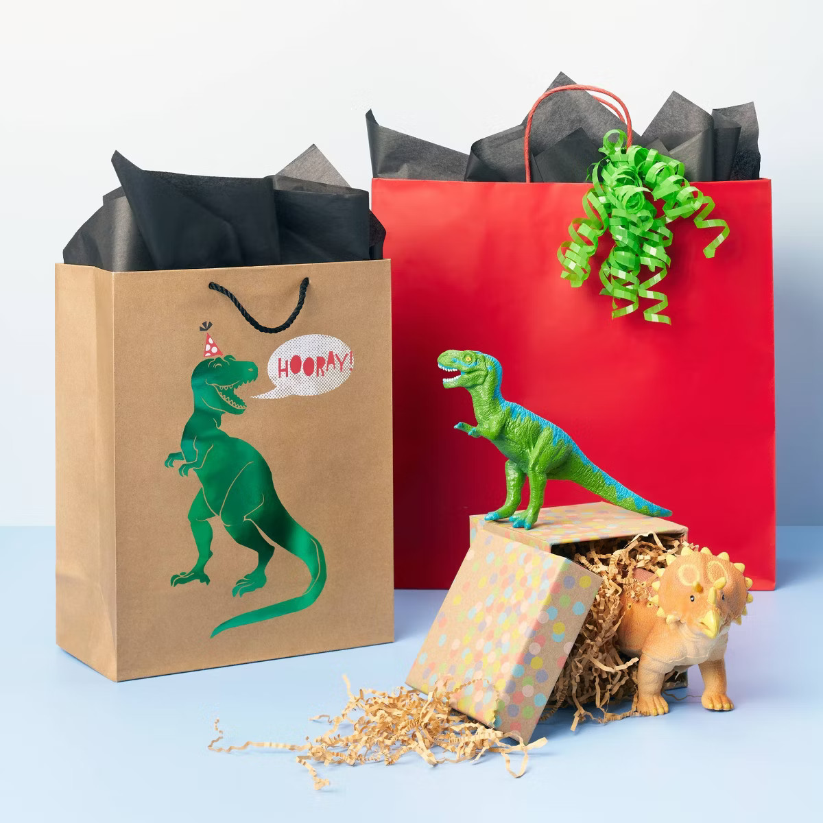 Medium Gift Bag Birthday T-Rex Hooray - Spritz™: Dinosaur Party Bag, Multicolor, 12.75" x 10" x... | Target