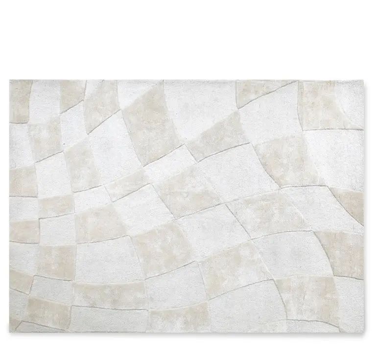 NUMERO Tapis asymétrique, Tuftage artisanal beige & blanc, 170x230 | NV Gallery (FR)