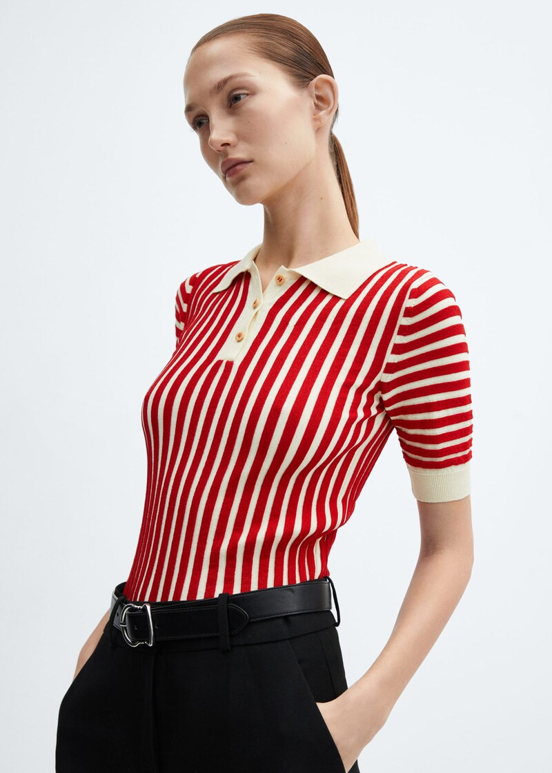 Striped polo-neck sweater -  Women | Mango USA | MANGO (US)