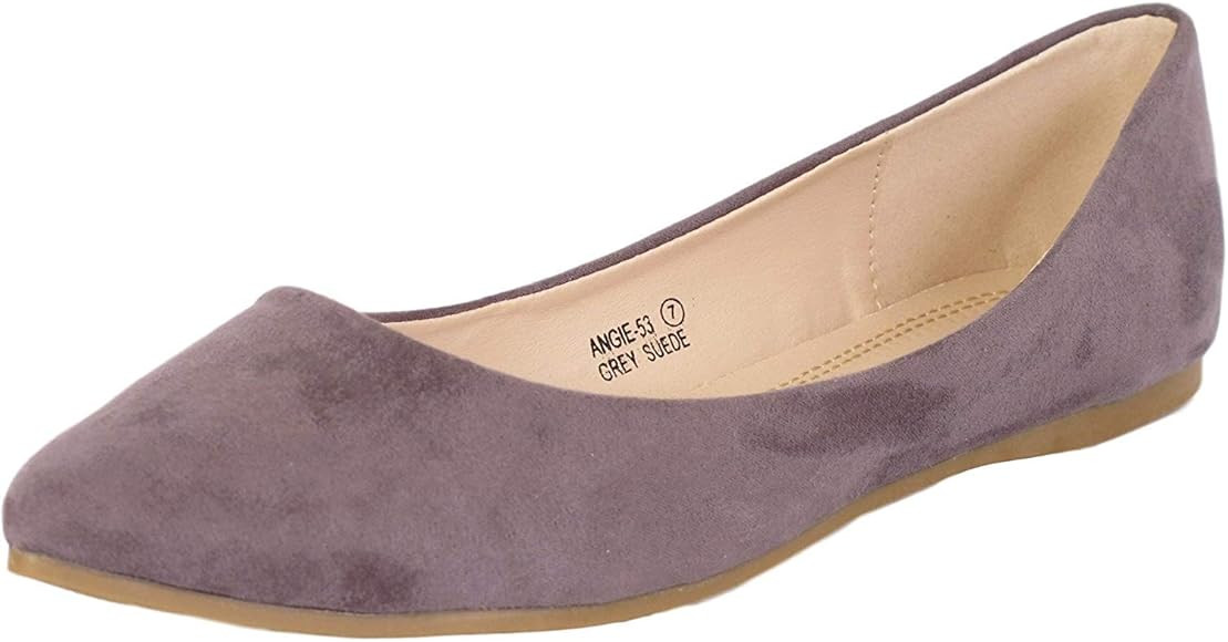 Bella Marie Angie-53 Women's Classic Pointy Toe Ballet Slip On Flats Shoes | Amazon (US)