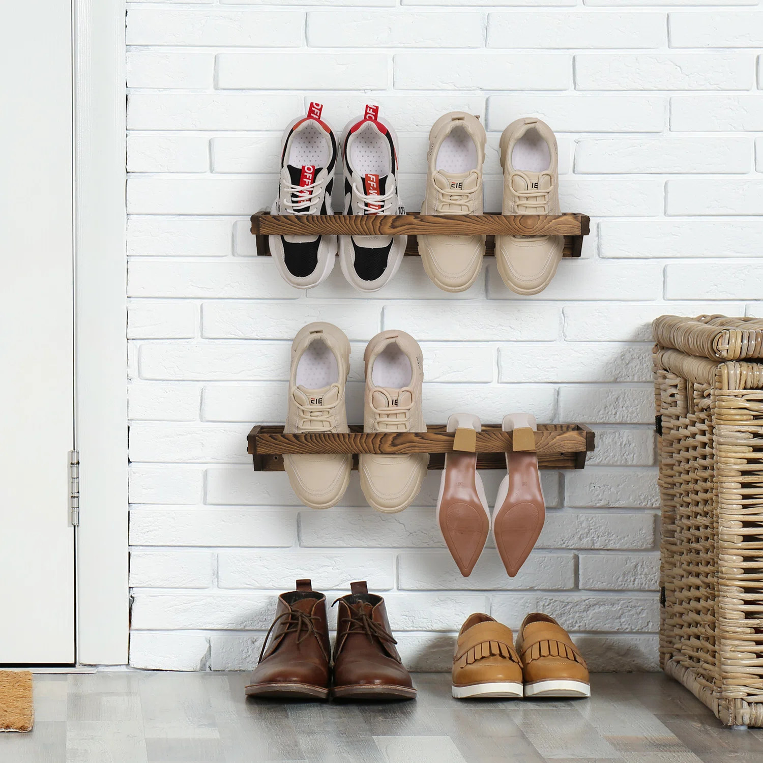 4 Pair Wall Mounted Shoe Rack (Set of 2) | Wayfair North America