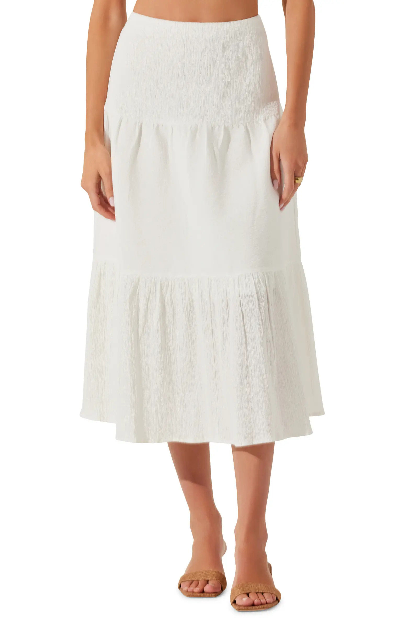 Tiered Linen & Cotton Midi Skirt | Nordstrom