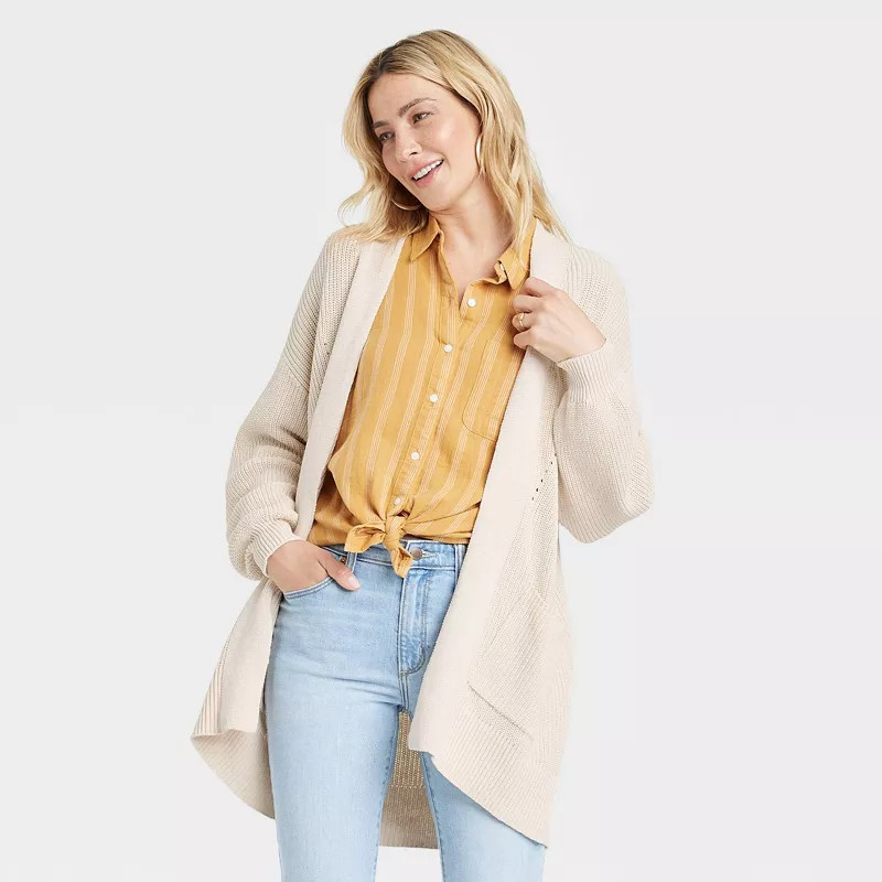 Women's Open-Front Cardigan - Universal Thread™ Cream XS | Target