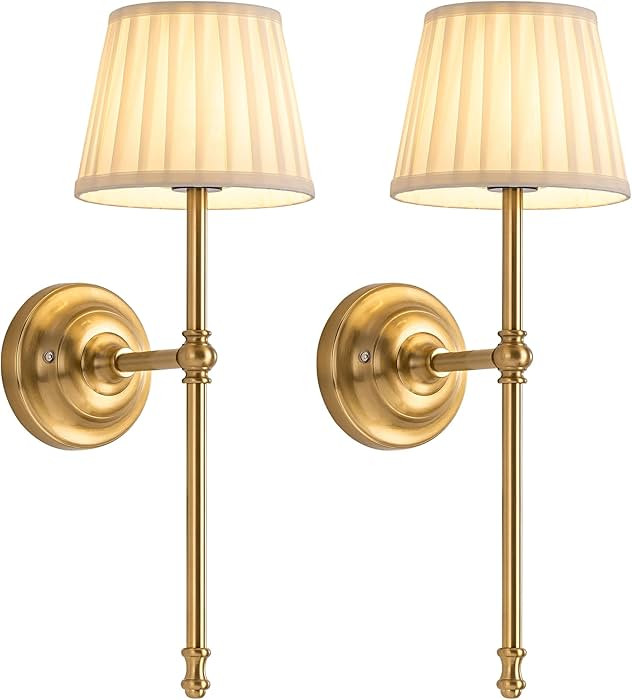 KDG Cordless Wall Sconces Set of 2, Small Wireless 5200mAh Rechargeable Battery Fabric LED Wall L... | Amazon (US)
