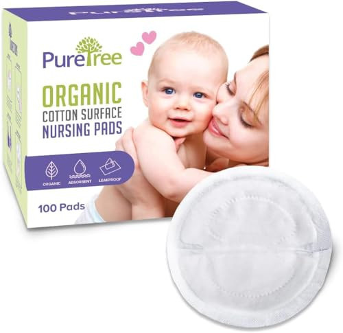 PureTree Organic Cotton Disposable Nursing Pads - for Breastfeeding (1 Box - 100 Pads) | Amazon (US)