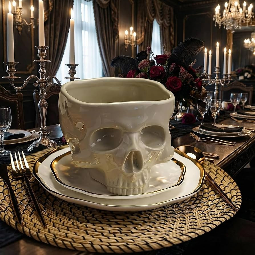 Gothic Skull Bowl \u2013 Large 17oz/500ml Ceramic Food-Safe Candy Bowl, Dishwasher & Microwave Sa... | Amazon (US)