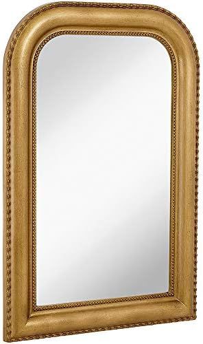 Hamilton Hills 36" x 24" Classic Gold Framed Polished Glass Top Round Corner Mirror | Thick Arche... | Amazon (US)