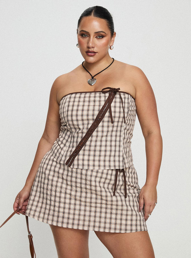 Korren Low Rise Skort Plaid Curve | Princess Polly US