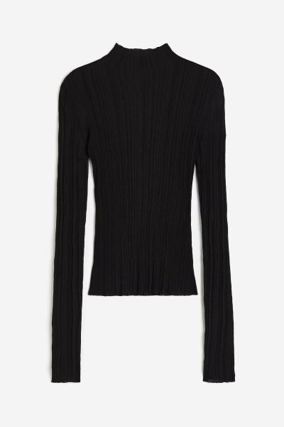 Sheer Rib-knit Mock Turtleneck Top | H&M (US + CA)