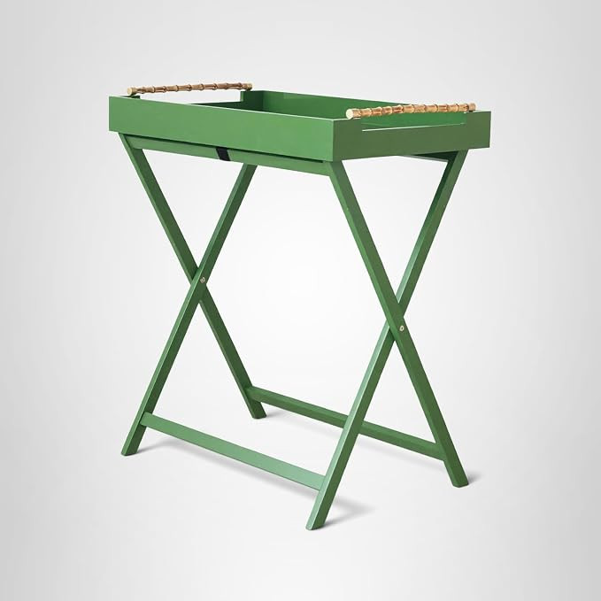 Creative Co-Op Verdant Bamboo-Handled Folding Tray Table, Green | Amazon (US)
