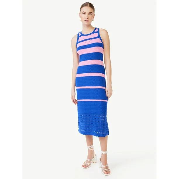 Scoop Women's Striped Crochet Dress | Walmart (US)