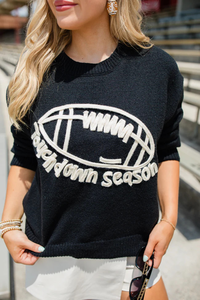 Pass It To Me Black Stitched Sweater | Pink Lily