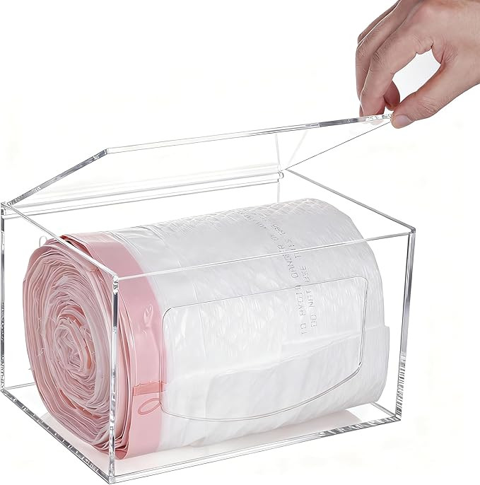 Extra Large Trash Bag Dispenser Roll Holder with Lid, Acrylic Stackable Garbage Bag Holder Dispen... | Amazon (US)
