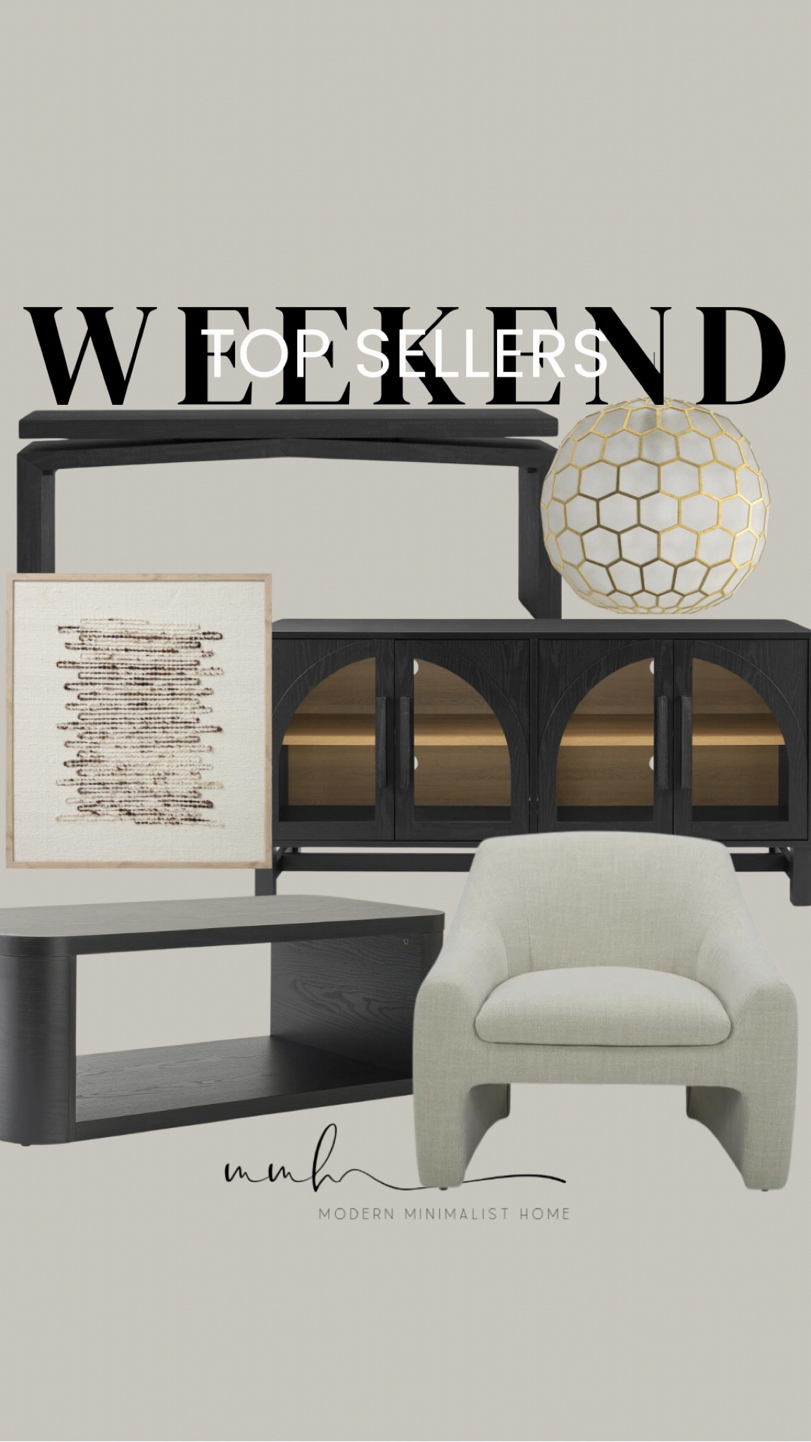 Your weekend favorites are here! 🖤✨ This best-sellers mood board features chic wall art, a sleek black coffee table, and a modern single light pendant to elevate your space. Pair it with a stylish console table, a bold black cabinet, and a cozy armchair for the perfect mix of function and style. These pieces are timeless staples to complete your home! 

#LTKHome #LTKStyleTip #LTKFindsUnder100