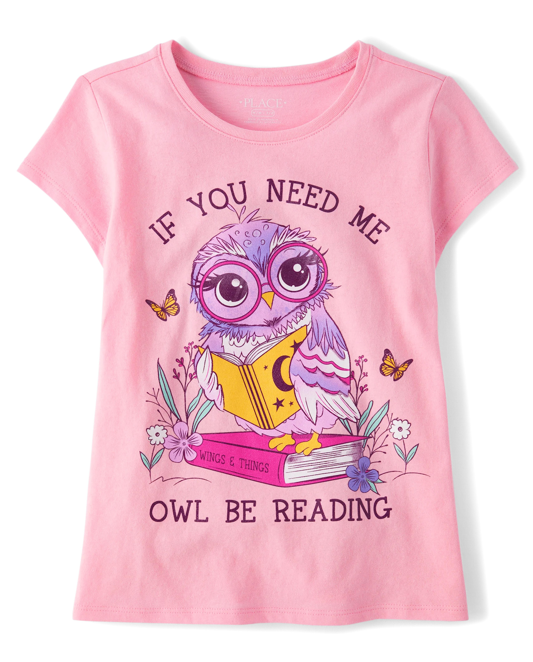 Girls Owl Be Reading Graphic Tee - luau | The Children's Place
