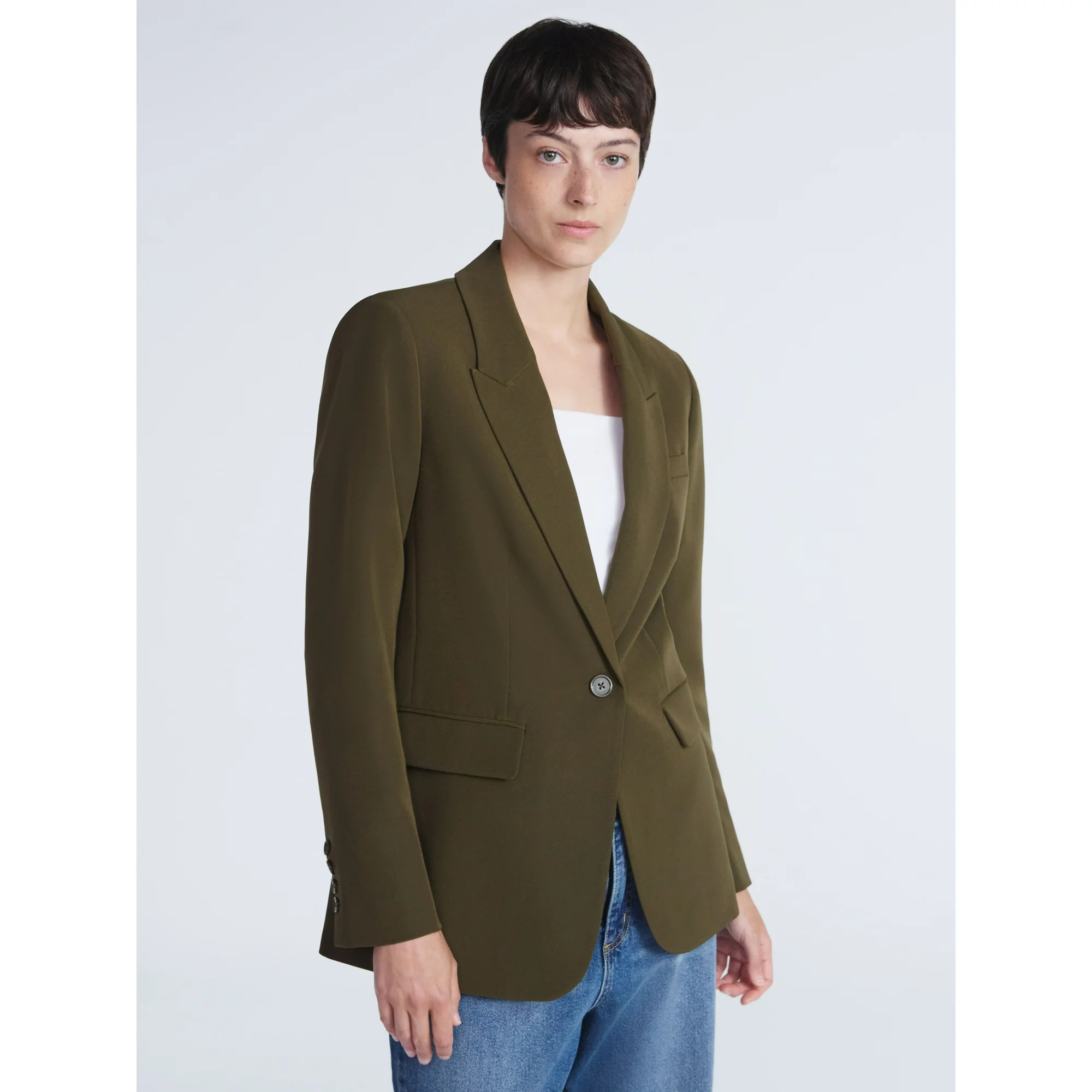 Scoop Women's & Women's Plus Crepe One Button Suit Blazer, Sizes XS-4X - Walmart.com | Walmart (US)