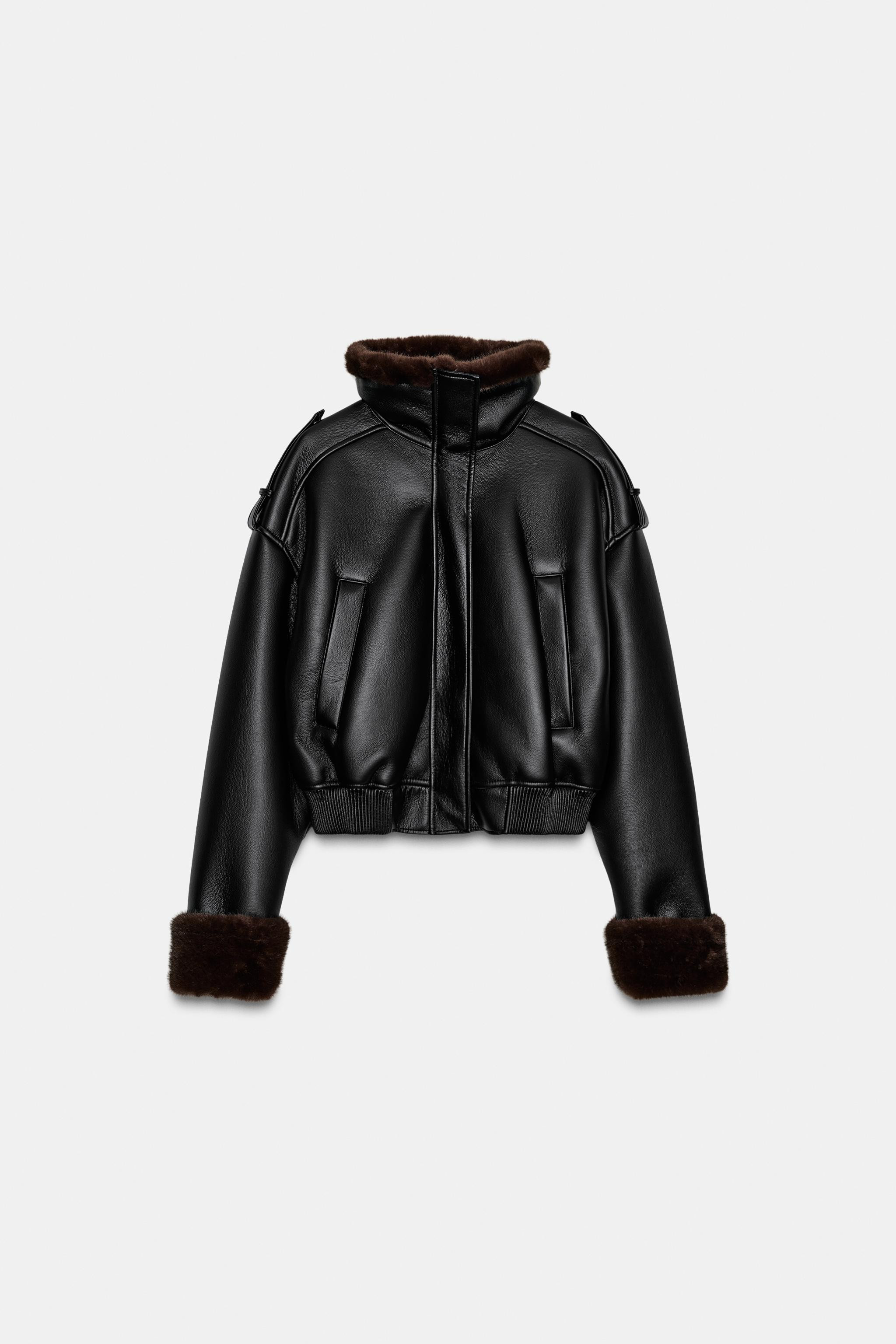 DOUBLE FACED FAUX LEATHER BOMBER JACKET | Zara US