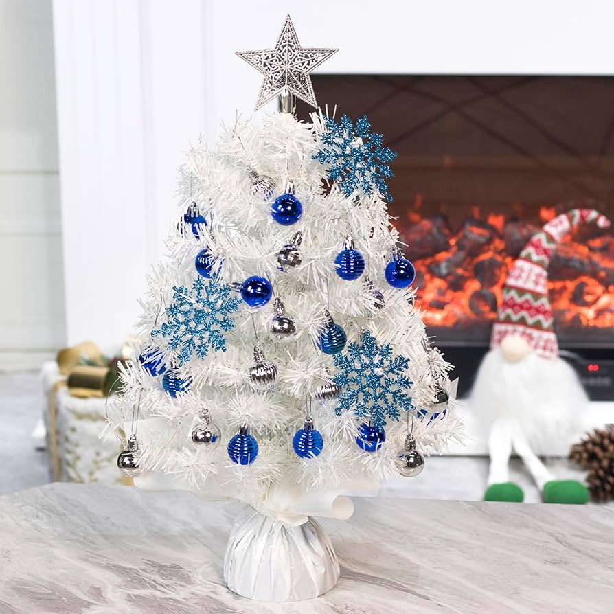 23 Inch Mini Christmas Tree Artificial Tabletop Christmas Tree with LED Lights and Ornaments for ... | Amazon (US)