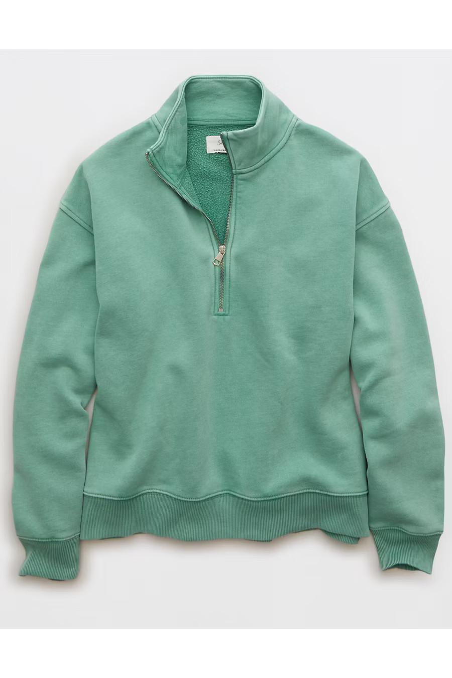 AE Everyday Luxe Quarter-Zip Sweatshirt Women's Willow Green XS | American Eagle Outfitters (US & CA)