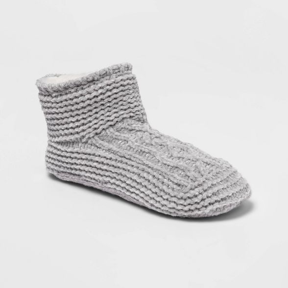 Women's Cable Chenille Booties with Faux Fur Lining and Grippers - Stars Above™ 4-10 | Target