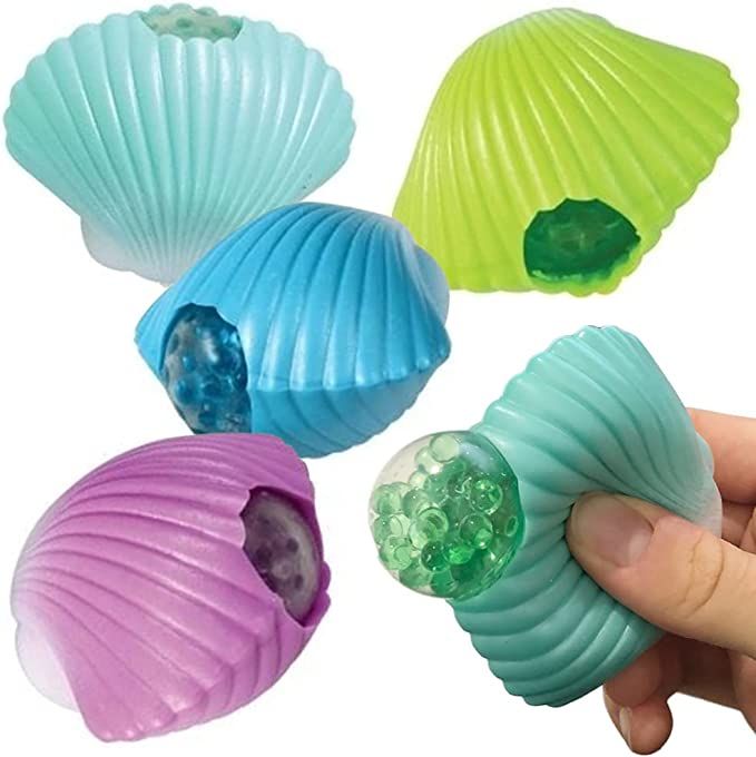 ArtCreativity Sea Shell Squeeze Balls, Set of 4, Cute Squeezy Toys with Water Beads, Stress Relie... | Amazon (US)