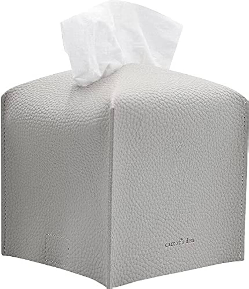 Tissue Box Cover Holder, Square with Bottom Belt by Carrot's Den - PU Leather Decorative Organize... | Amazon (US)