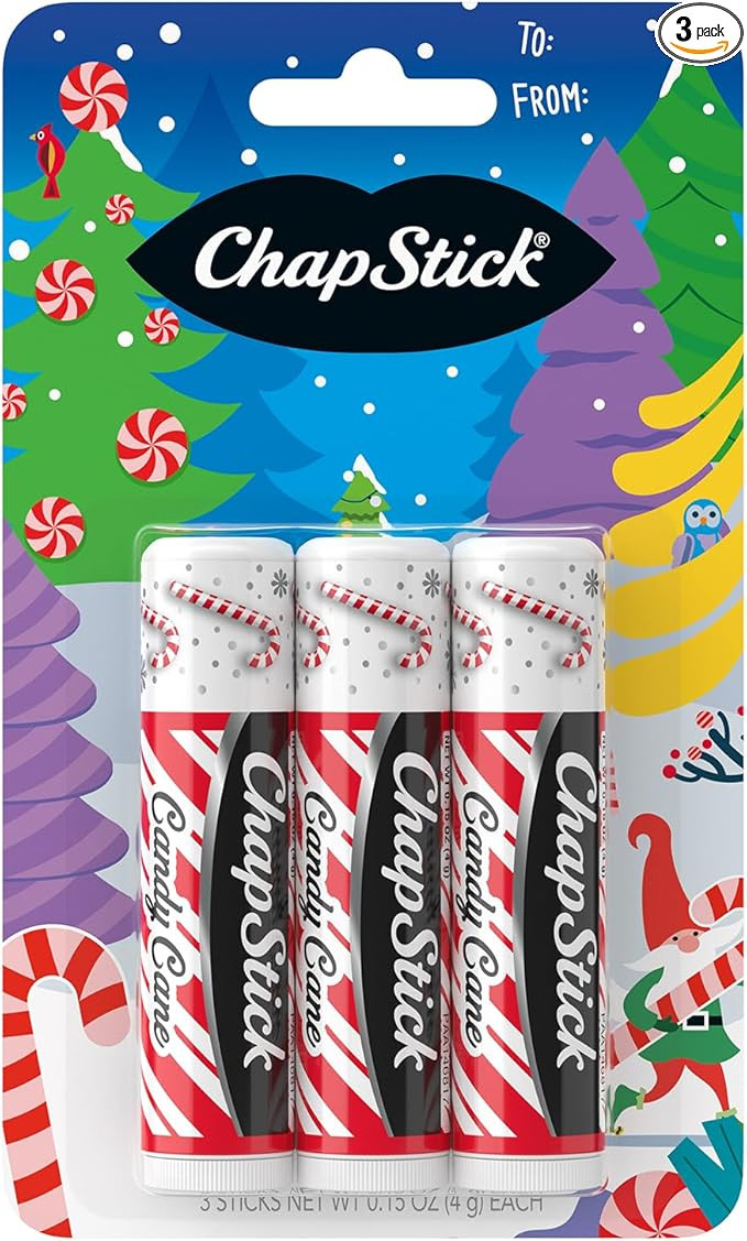 ChapStick Lip Balm, Candy Cane, 3-Count – Fresh & Minty Lip Moisturizer, Stocking Stuffer, 0.15... | Amazon (US)
