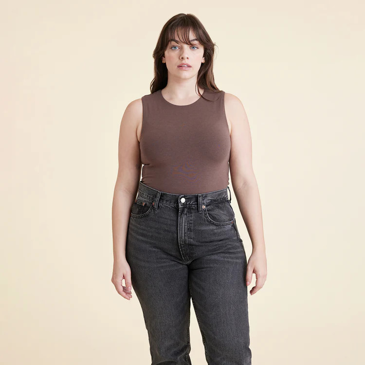 Classic Crew Tank Bodysuit | Coffee | nuuds